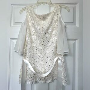 Women’s lace and gold sequin blouse